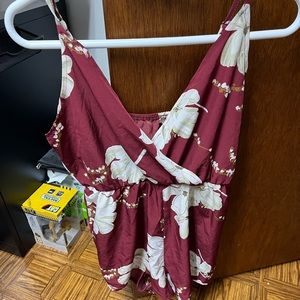 Floral burgundy romper